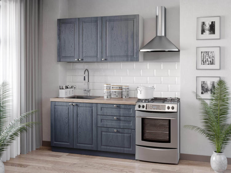 Кухня Мокка 2000 №1 (Белый/Дуб фактурный антрацит)