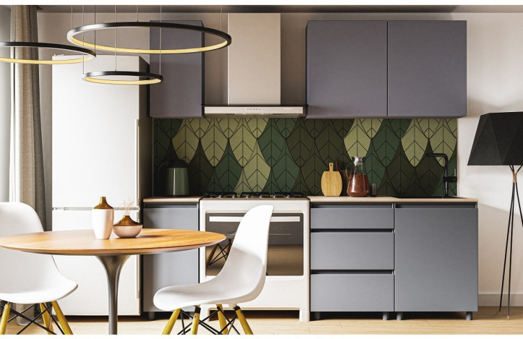 Готовая кухня Денвер 1,6м, графит серый/сонома 