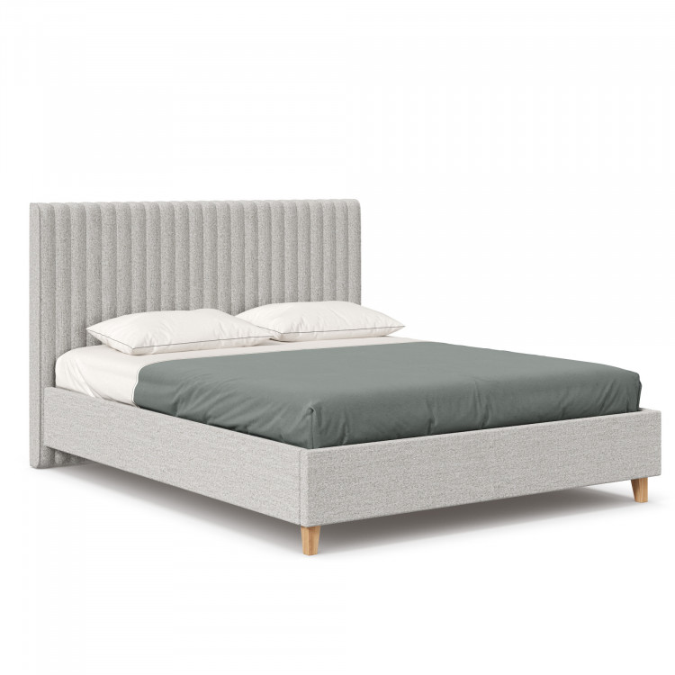 Кровать 1600 мягкая с п/м Бари (Серый, Ткань BEATTO PLAN-1)